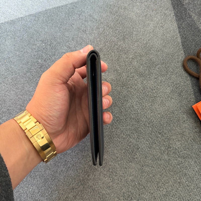 Hermès黑色牛皮絲巾短夾-6