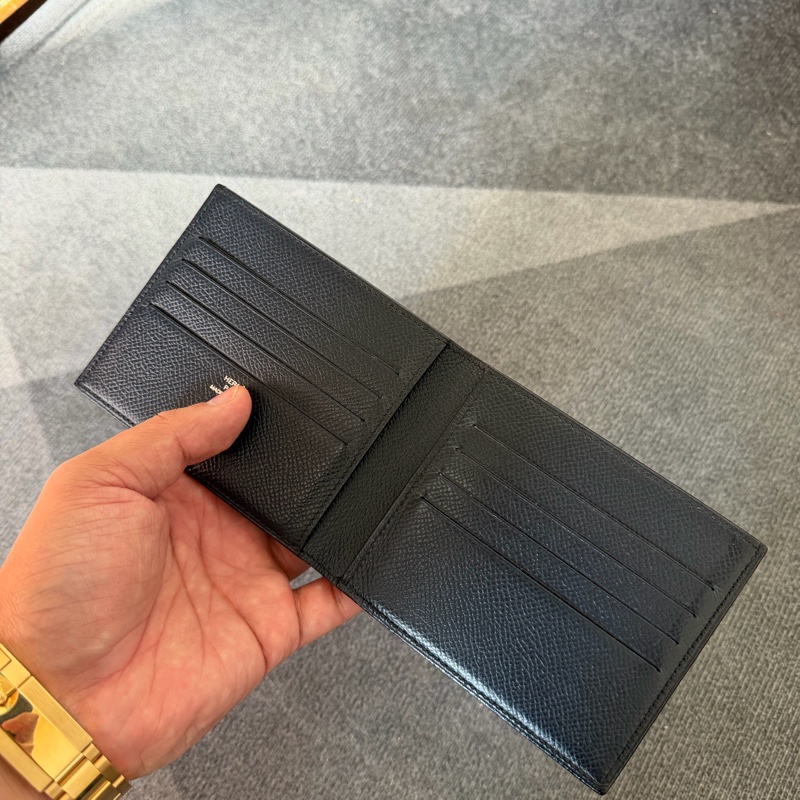 Hermès黑色牛皮絲巾短夾-7