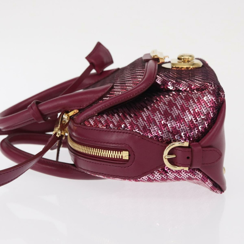 【日本直送】Salvatore Ferragamo Gancini 亮片皮革雙肩包 粉金配色 正品 165928SAV-3