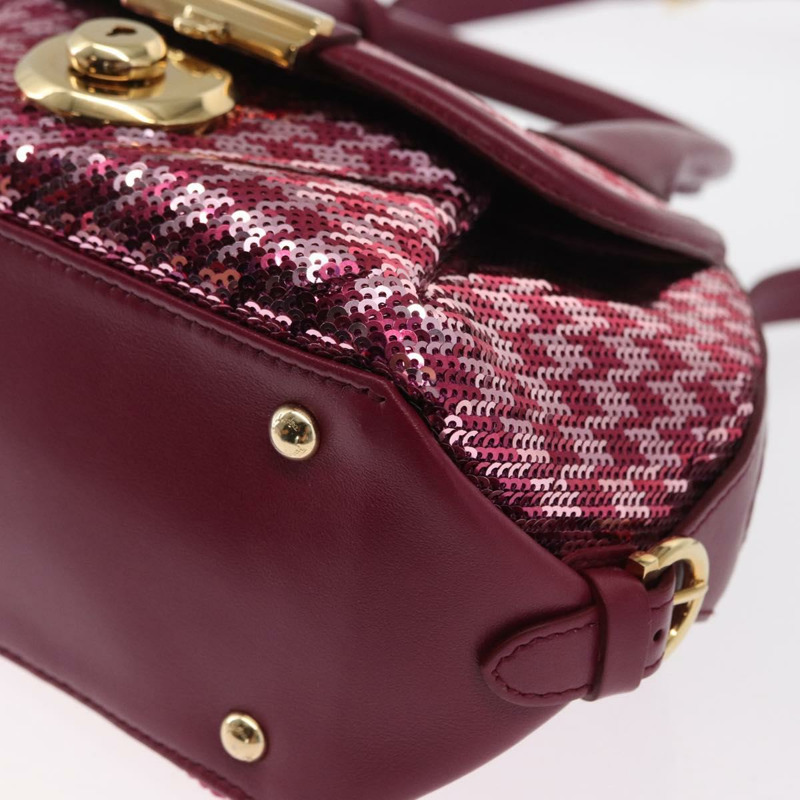 【日本直送】Salvatore Ferragamo Gancini 亮片皮革雙肩包 粉金配色 正品 165928SAV-16