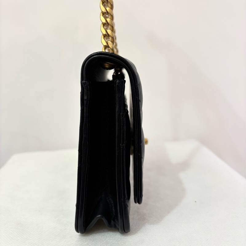 Chanel黑羊皮金鏈長調節釦WOC-3