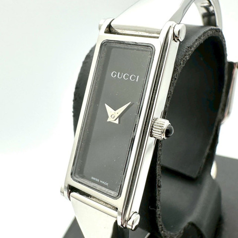 GUCCI 1500L 石英手環腕錶 不鏽鋼黑色 女士款