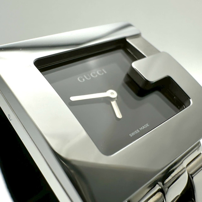 GUCCI Gucci 3600L G 方形腕錶，含備用錶鍊，石英機芯，不鏽鋼錶殼，黑色，女款-4