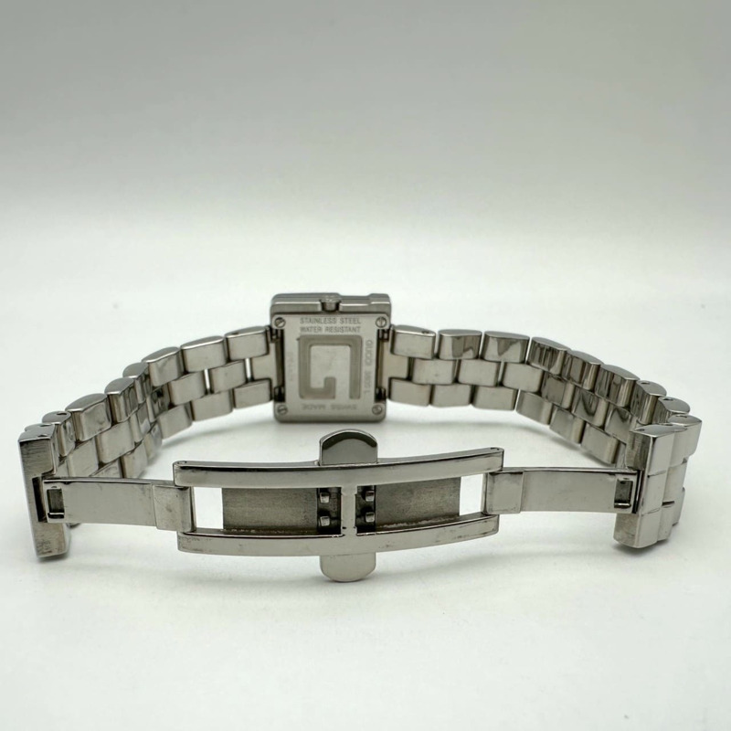 GUCCI Gucci 3600L G 方形腕錶，含備用錶鍊，石英機芯，不鏽鋼錶殼，黑色，女款-5