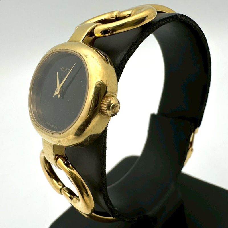 GUCCI 1600 手環腕錶 GP 石英黑金女士腕錶-1