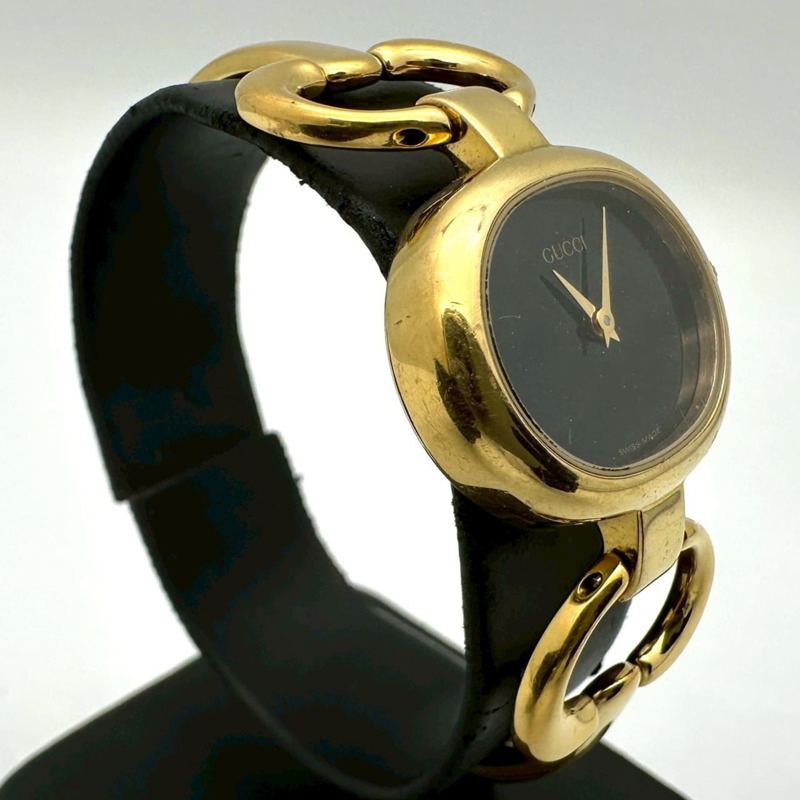 GUCCI 1600 手環腕錶 GP 石英黑金女士腕錶-2
