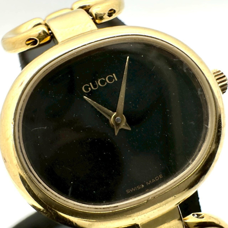 GUCCI 1600 手環腕錶 GP 石英黑金女士腕錶-5