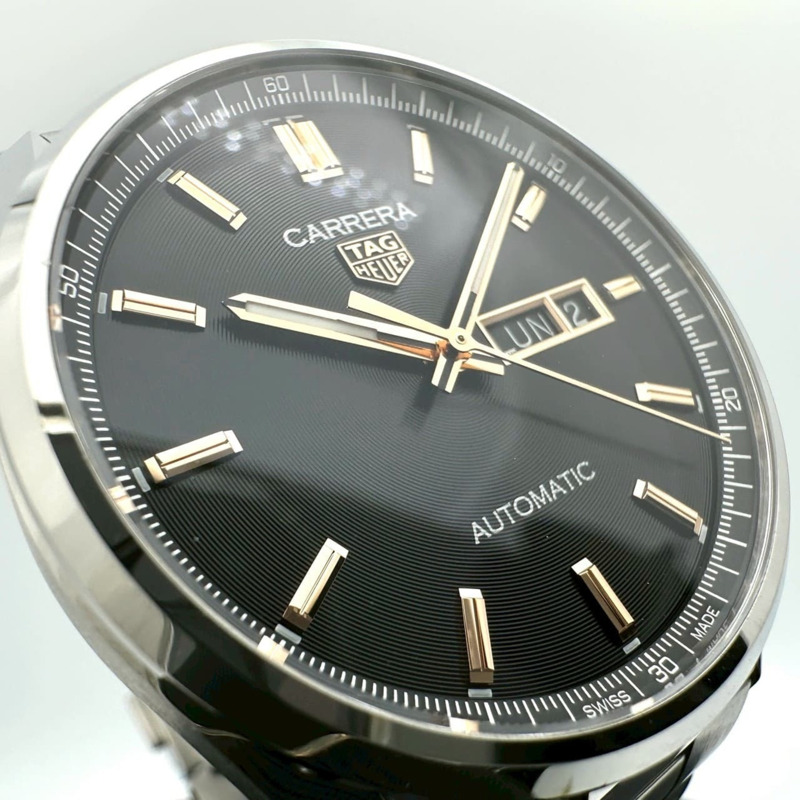 TAG HEUER 豪雅卡萊拉系列 Calibre 5 日曆星期顯示 WBN2013.BA0640 自動上鍊不鏽鋼黑色男士腕錶 IT5247CCROWS-4