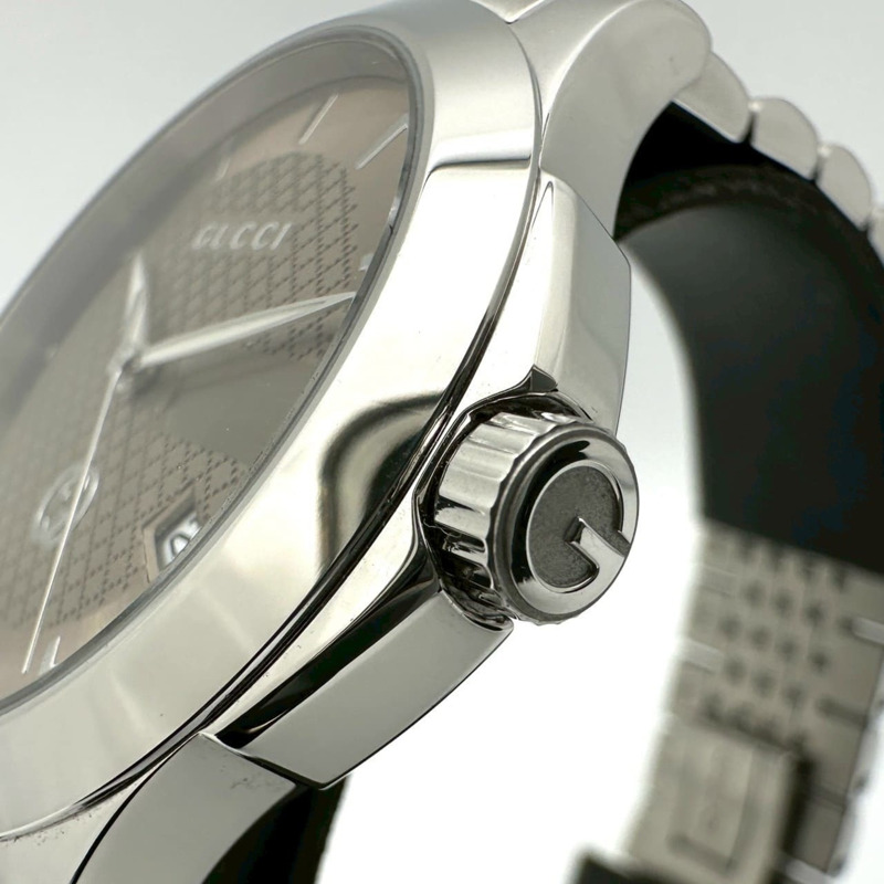 GUCCI G-Timeless YA1264107/126.4 男士腕錶，附日期顯示，不鏽鋼錶殼，石英機芯，棕色-3