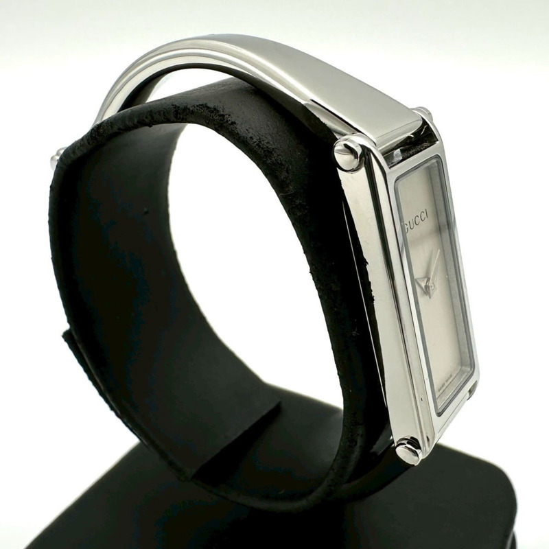 GUCCI 1500L 石英手鐲腕錶，香檳銀色不鏽鋼錶殼，女士款-2