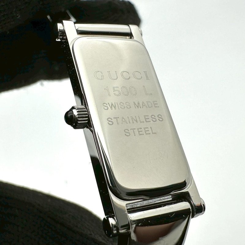 GUCCI 1500L 石英手鐲腕錶，香檳銀色不鏽鋼錶殼，女士款-8