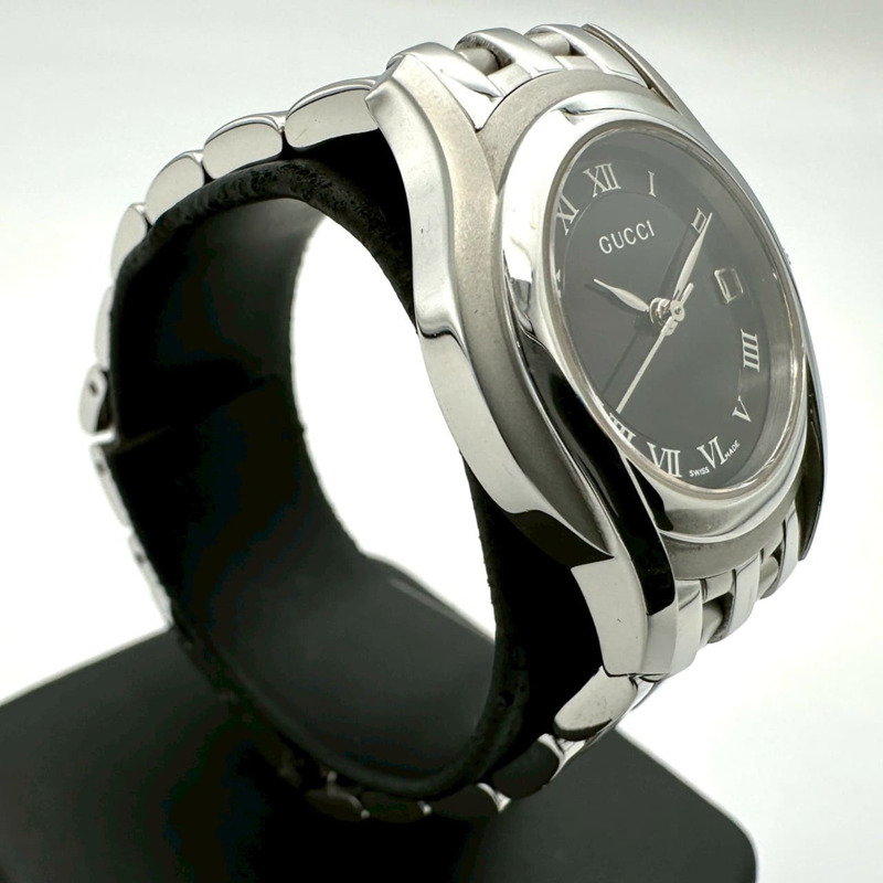 GUCCI 5500L 日期石英錶，不鏽鋼材質，黑色，女士款-2