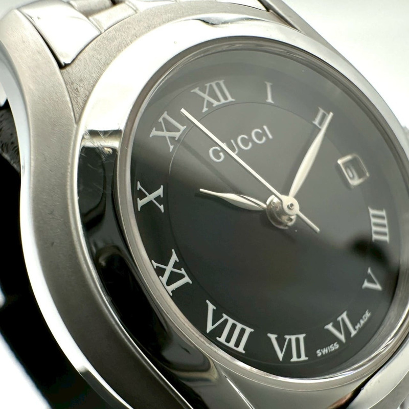 GUCCI 5500L 日期石英錶，不鏽鋼材質，黑色，女士款-4