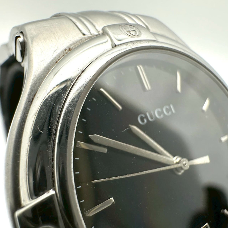 GUCCI 9040M 日期顯示不鏽鋼石英腕錶，黑色，男士-4