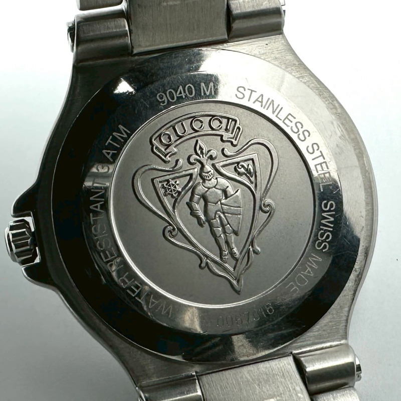 GUCCI 9040M 日期顯示不鏽鋼石英腕錶，黑色，男士-8