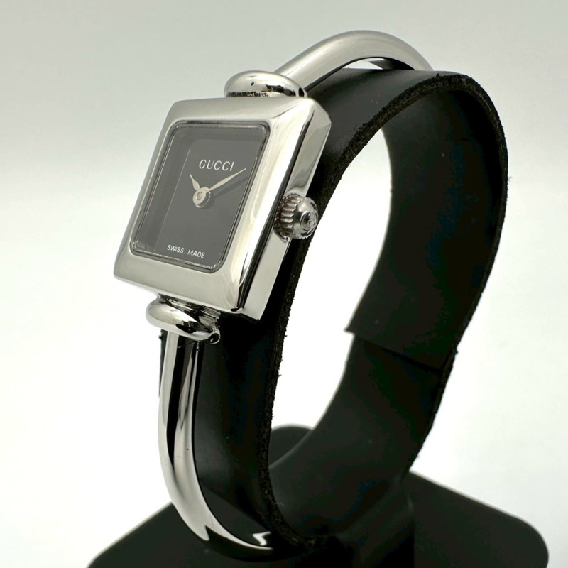 GUCCI 1900L 手鐲式腕錶，石英機芯，不鏽鋼錶殼，黑色，女士款-1