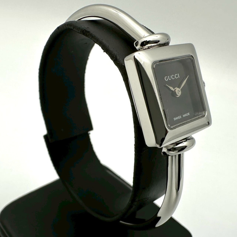 GUCCI 1900L 手鐲式腕錶，石英機芯，不鏽鋼錶殼，黑色，女士款-2
