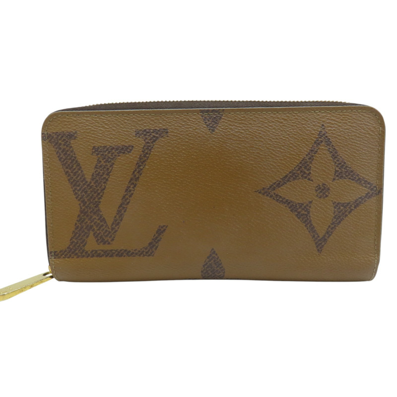 棕色 Giant Reverse 帆布 Zippy Wallet 拉鍊長夾【LOUIS VUITTON LV 路易威登】 M67687-0