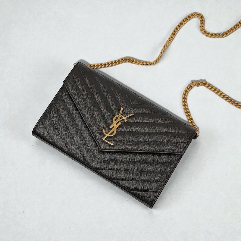 莉亞精品♡ Ysl woc黑金22cm 二手美包-0