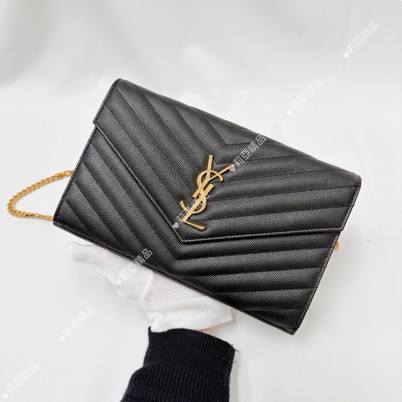 莉亞精品♡ Ysl woc黑金22cm 二手美包-2