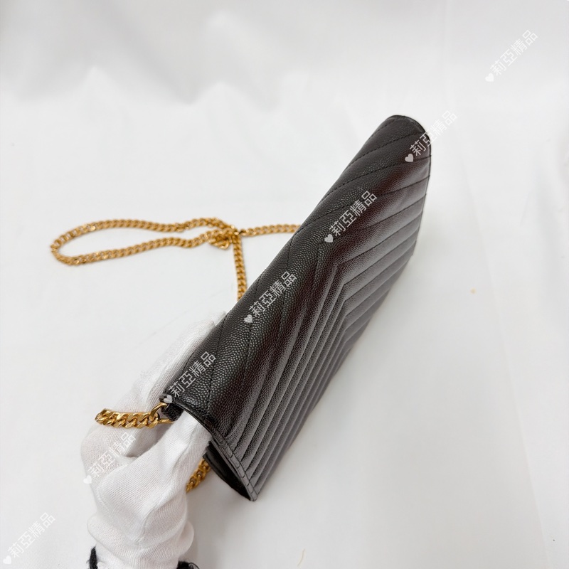 莉亞精品♡ Ysl woc黑金22cm 二手美包-4