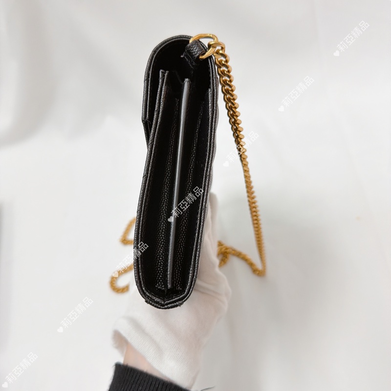 莉亞精品♡ Ysl woc黑金22cm 二手美包-7