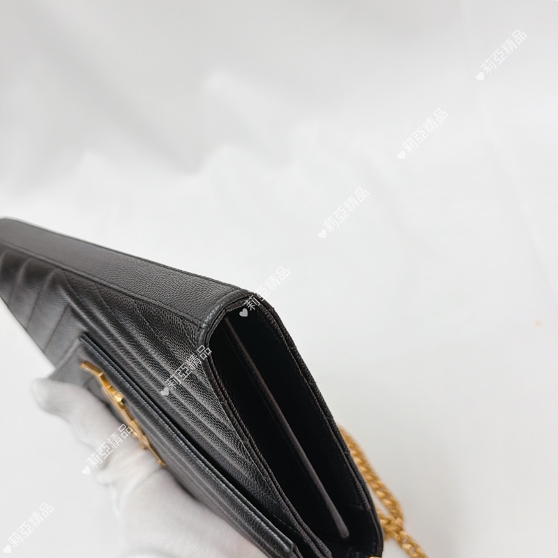 莉亞精品♡ Ysl woc黑金22cm 二手美包-9