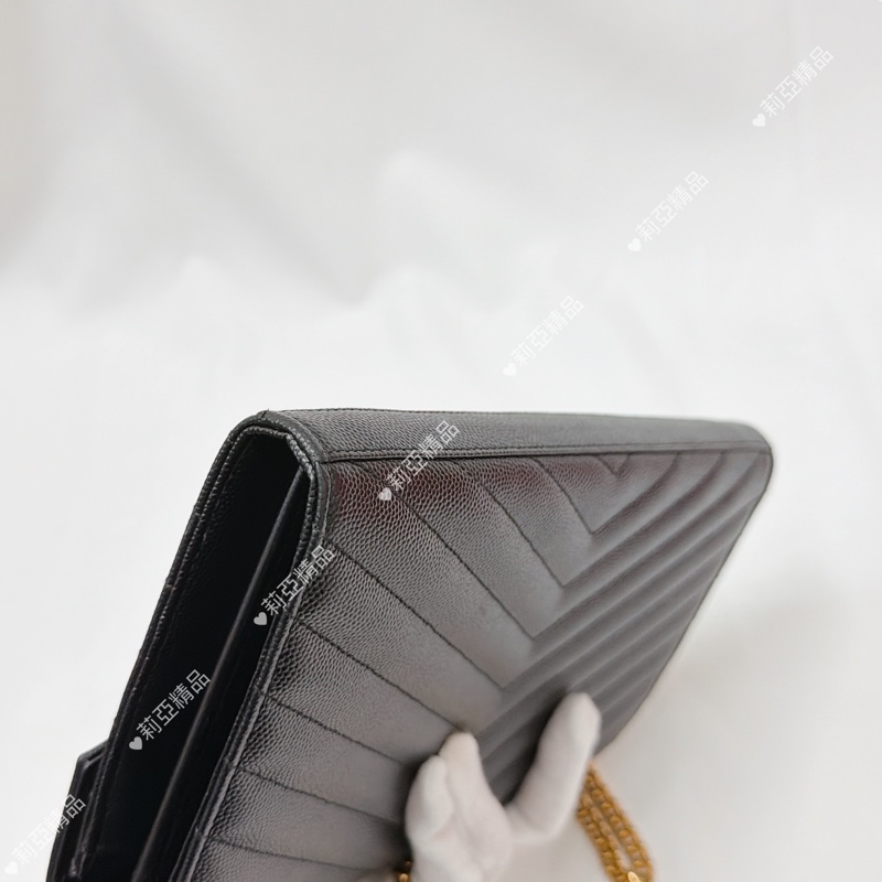 莉亞精品♡ Ysl woc黑金22cm 二手美包-10