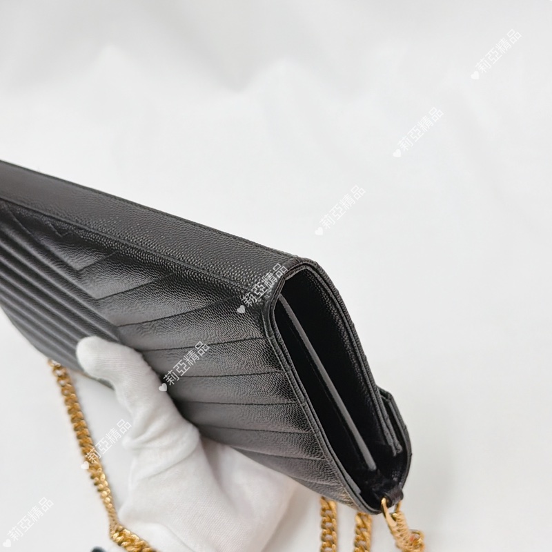 莉亞精品♡ Ysl woc黑金22cm 二手美包-11