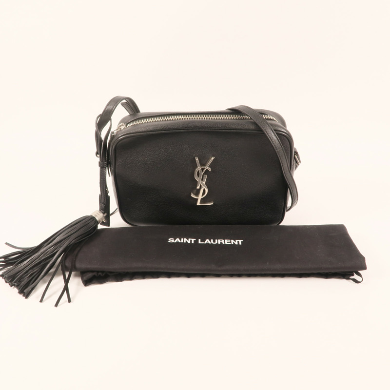 SAINT LAURENT 牛皮皮革Lou Camera Bag銀扣肩背袋-3