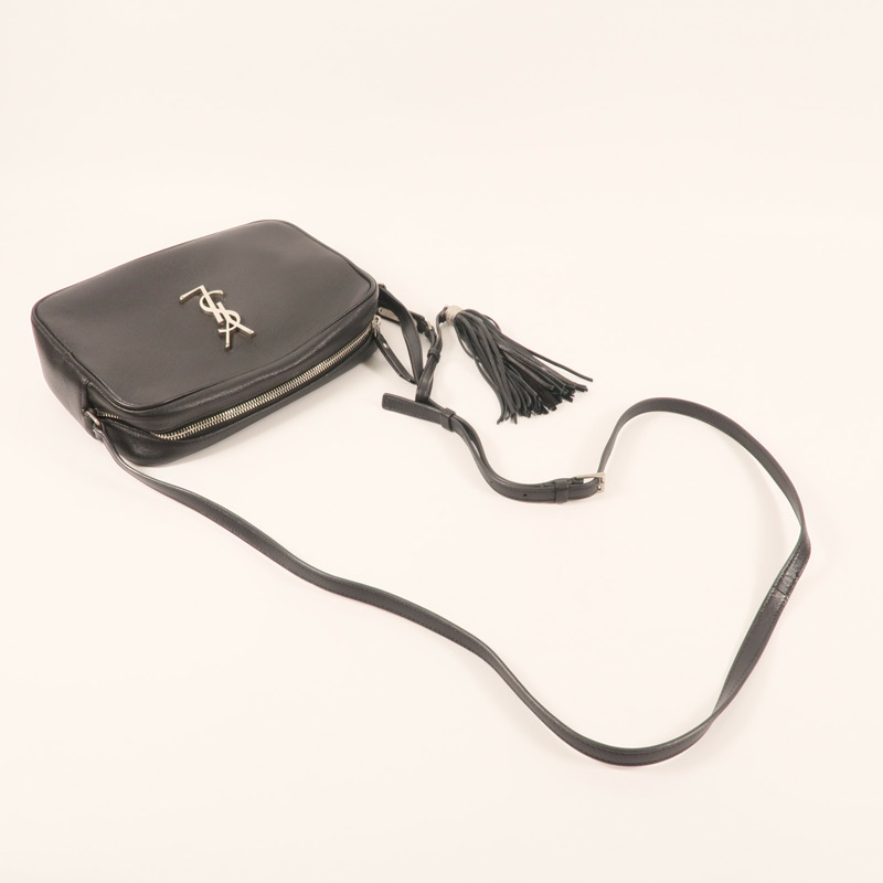 SAINT LAURENT 牛皮皮革Lou Camera Bag銀扣肩背袋-4