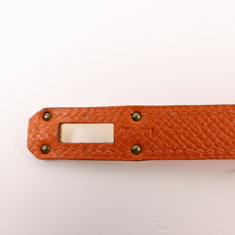 HERMES Epsom皮革Kelly Long Wallet金扣長錢包Orange Poppy-6