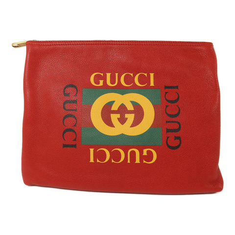 GUCCI 牛皮皮革Pouch金扣手拿包