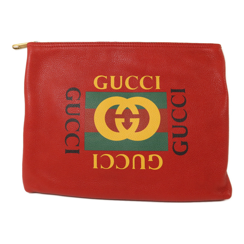 GUCCI 牛皮皮革Pouch金扣手拿包-0