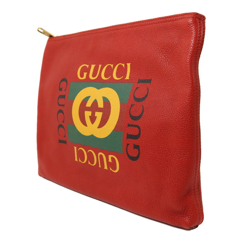 GUCCI 牛皮皮革Pouch金扣手拿包-2