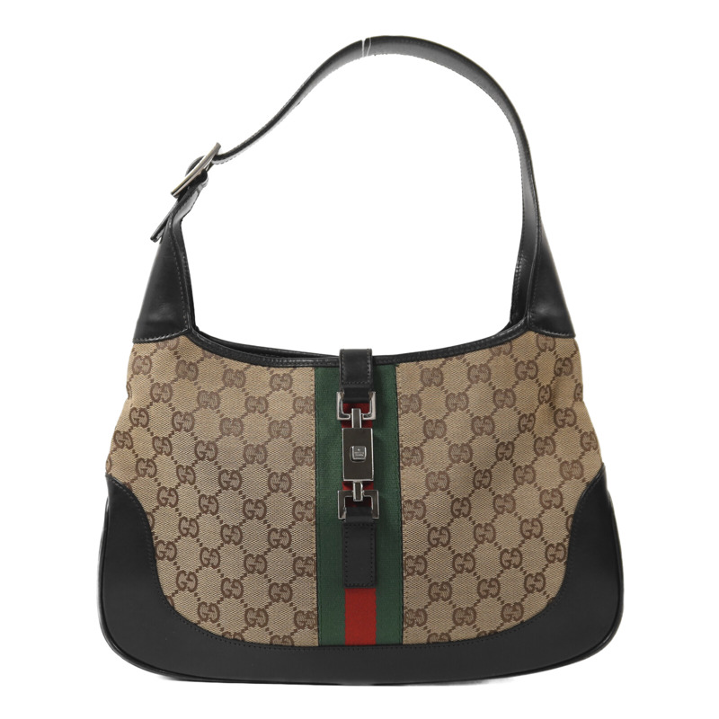 GUCCI 帆布Jackie Hobo銀扣肩背袋-0