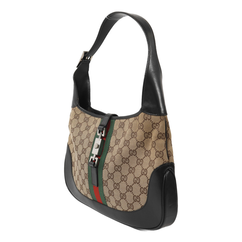 GUCCI 帆布Jackie Hobo銀扣肩背袋-2