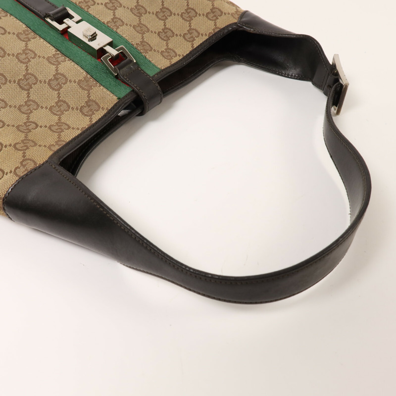 GUCCI 帆布Jackie Hobo銀扣肩背袋-7