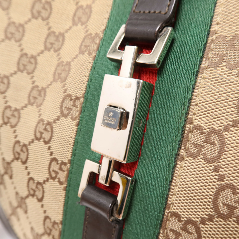 GUCCI 帆布Jackie Hobo銀扣肩背袋-8