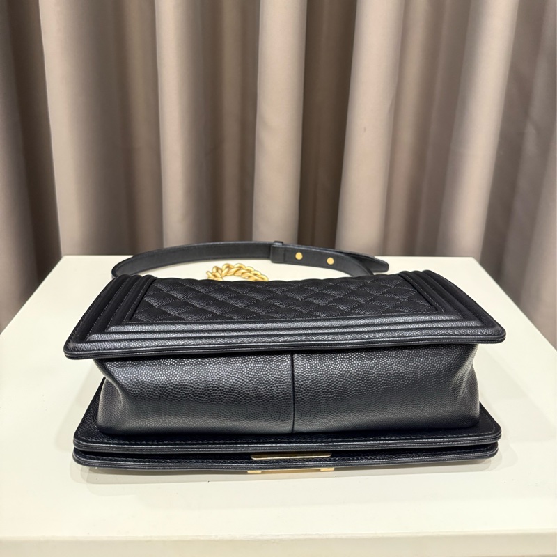 Chanel香奈兒 boy25黑金荔枝牛皮-3