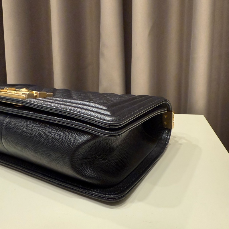 Chanel香奈兒 boy25黑金荔枝牛皮-4