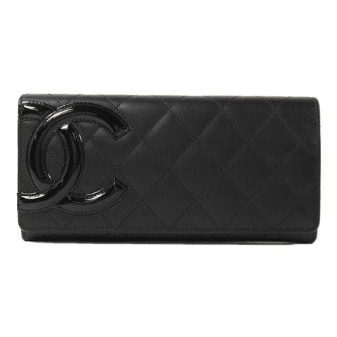 CHANEL 牛皮皮革Cambon Long Wallet銀扣長錢包