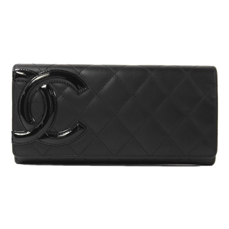 CHANEL 牛皮皮革Cambon Long Wallet銀扣長錢包-0