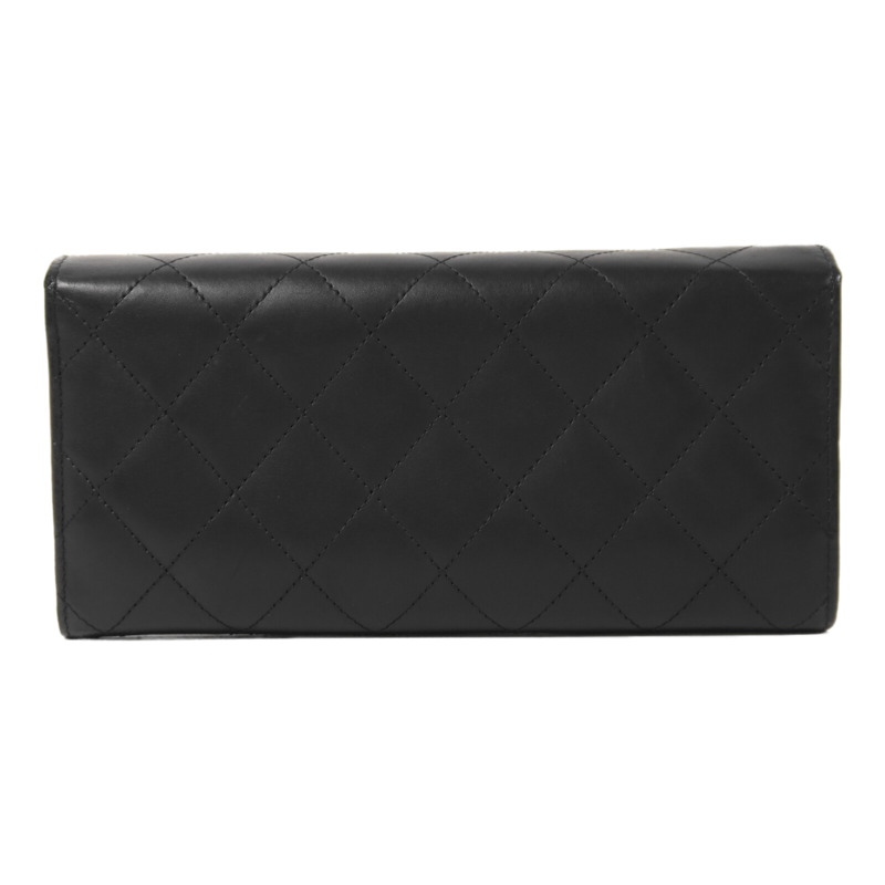 CHANEL 牛皮皮革Cambon Long Wallet銀扣長錢包-1