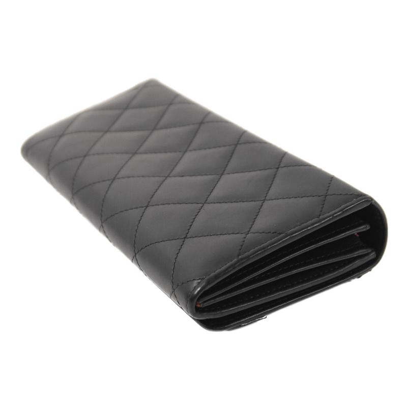 CHANEL 牛皮皮革Cambon Long Wallet銀扣長錢包-3