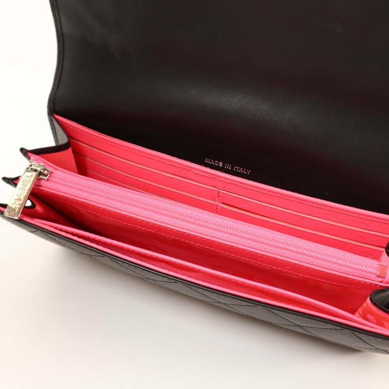 CHANEL 牛皮皮革Cambon Long Wallet銀扣長錢包-4