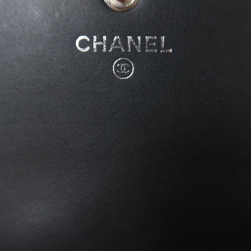 CHANEL 牛皮皮革Cambon Long Wallet銀扣長錢包-5