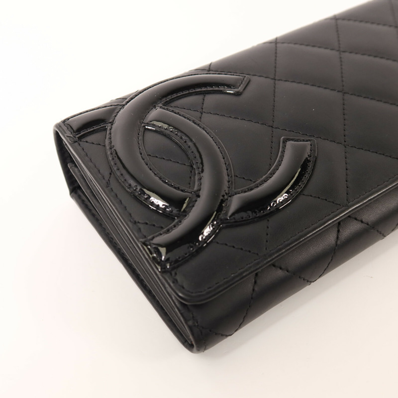 CHANEL 牛皮皮革Cambon Long Wallet銀扣長錢包-9