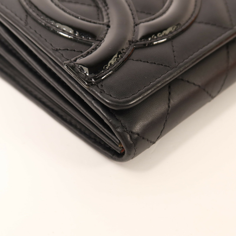 CHANEL 牛皮皮革Cambon Long Wallet銀扣長錢包-12