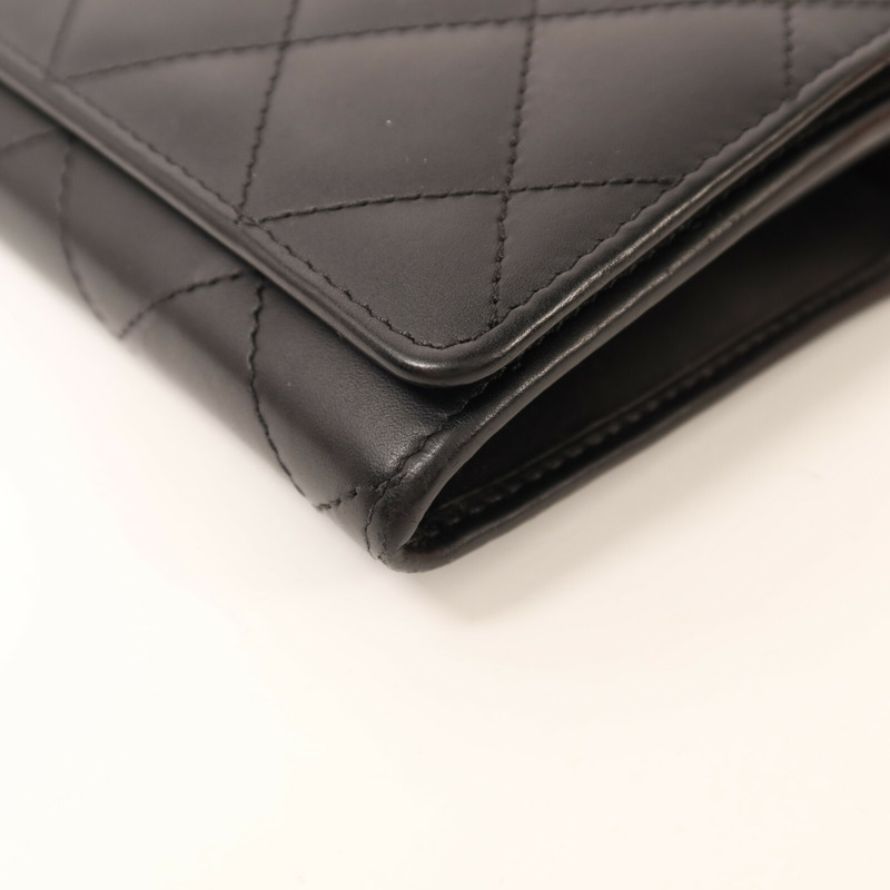 CHANEL 牛皮皮革Cambon Long Wallet銀扣長錢包-13